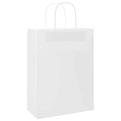 vidaXL Paper Bags 250 pcs with Handles White 26x12x35 cm 3