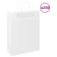 vidaXL Paper Bags 250 pcs with Handles White 32x12x42 cm 1
