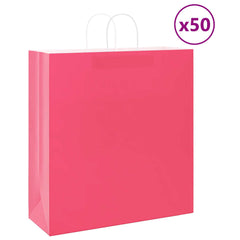 vidaXL Paper Bags 50 pcs with Handles Pink 45x17x48 cm 1