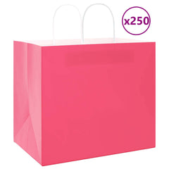 vidaXL Paper Bags 250 pcs with Handles Pink 32x22x28 cm 1