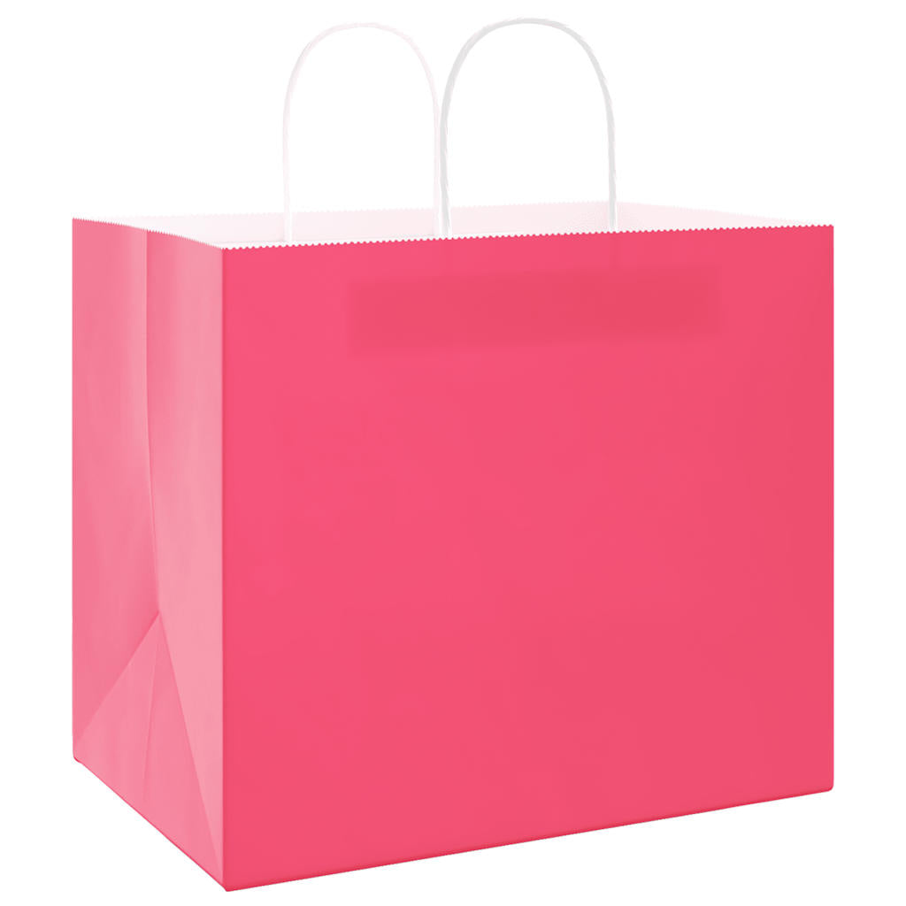 vidaXL Paper Bags 250 pcs with Handles Pink 32x22x28 cm 4