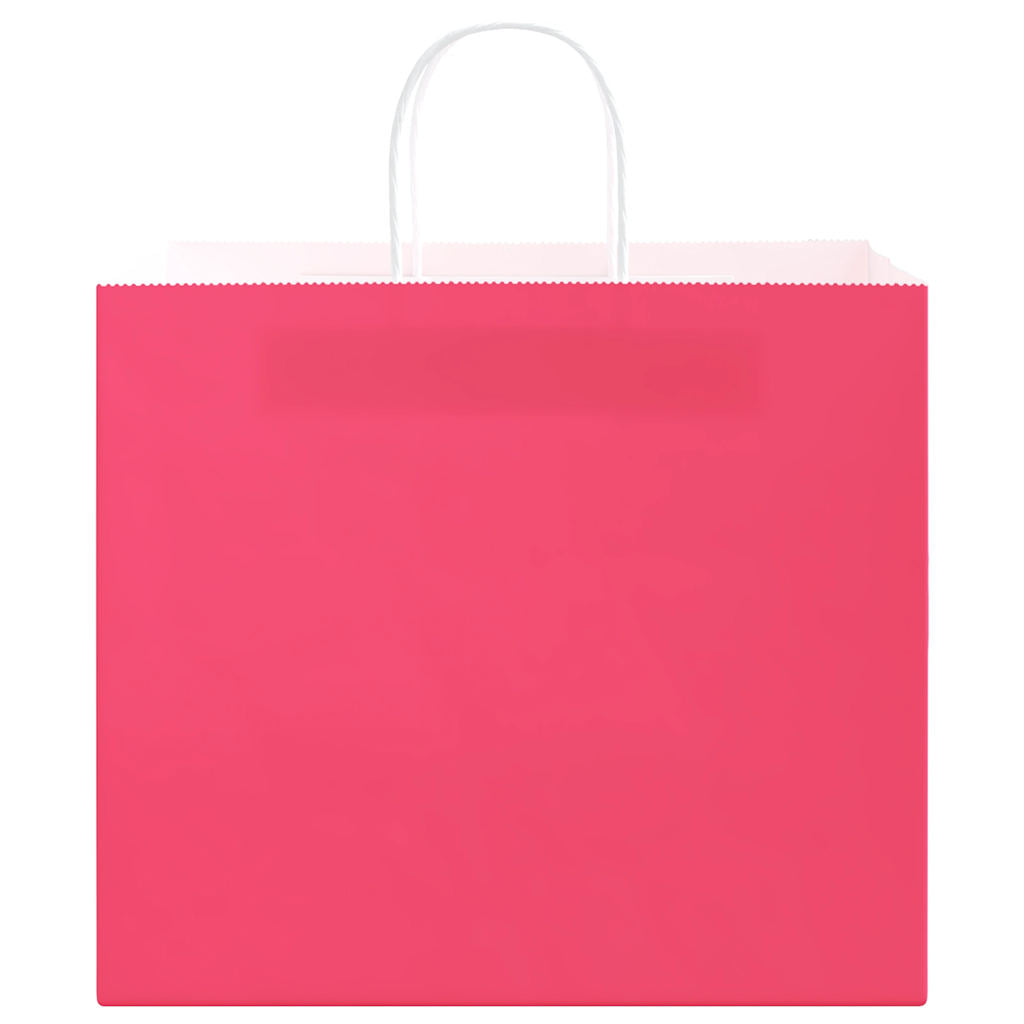 vidaXL Paper Bags 250 pcs with Handles Pink 32x22x28 cm 5