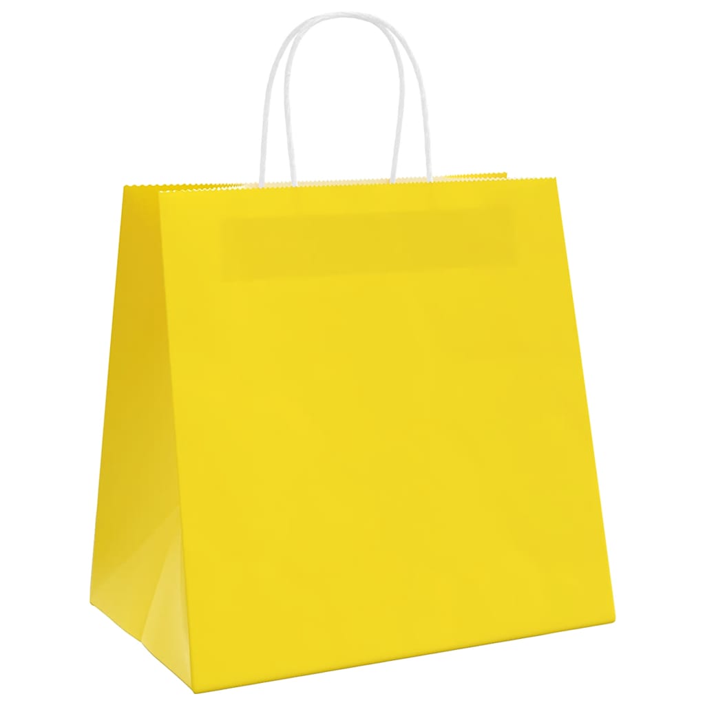 vidaXL Paper Bags 250 pcs with Handles Yellow 26x17x25 cm 3
