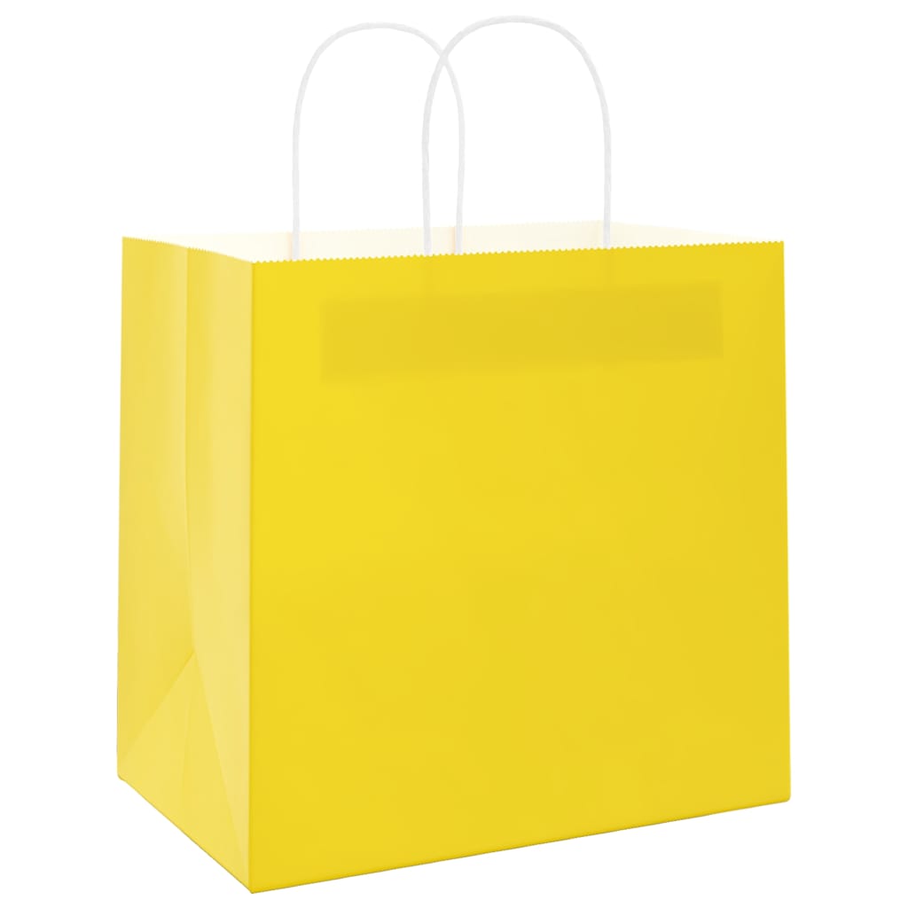 vidaXL Paper Bags 250 pcs with Handles Yellow 26x17x25 cm 4