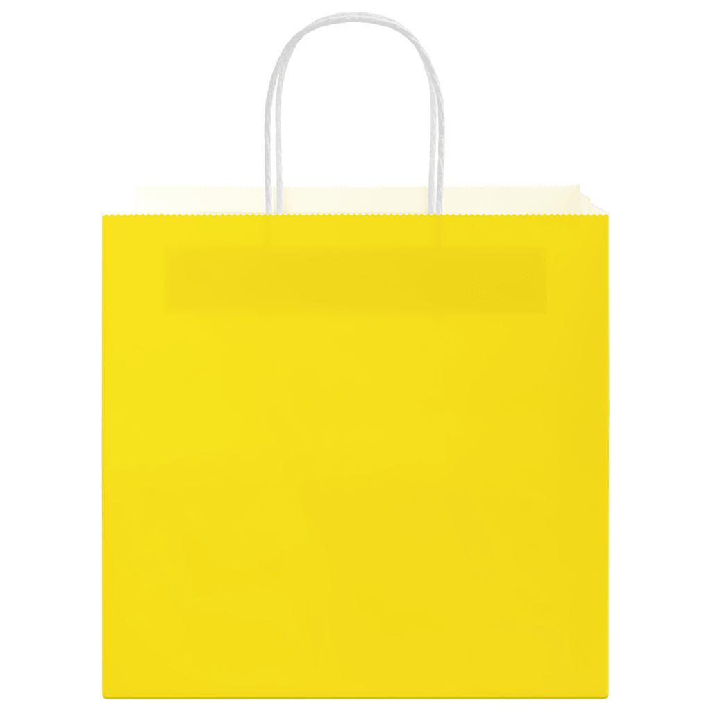vidaXL Paper Bags 250 pcs with Handles Yellow 26x17x25 cm 5
