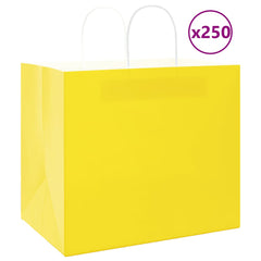 vidaXL Paper Bags 250 pcs with Handles Yellow 32x22x28 cm 1