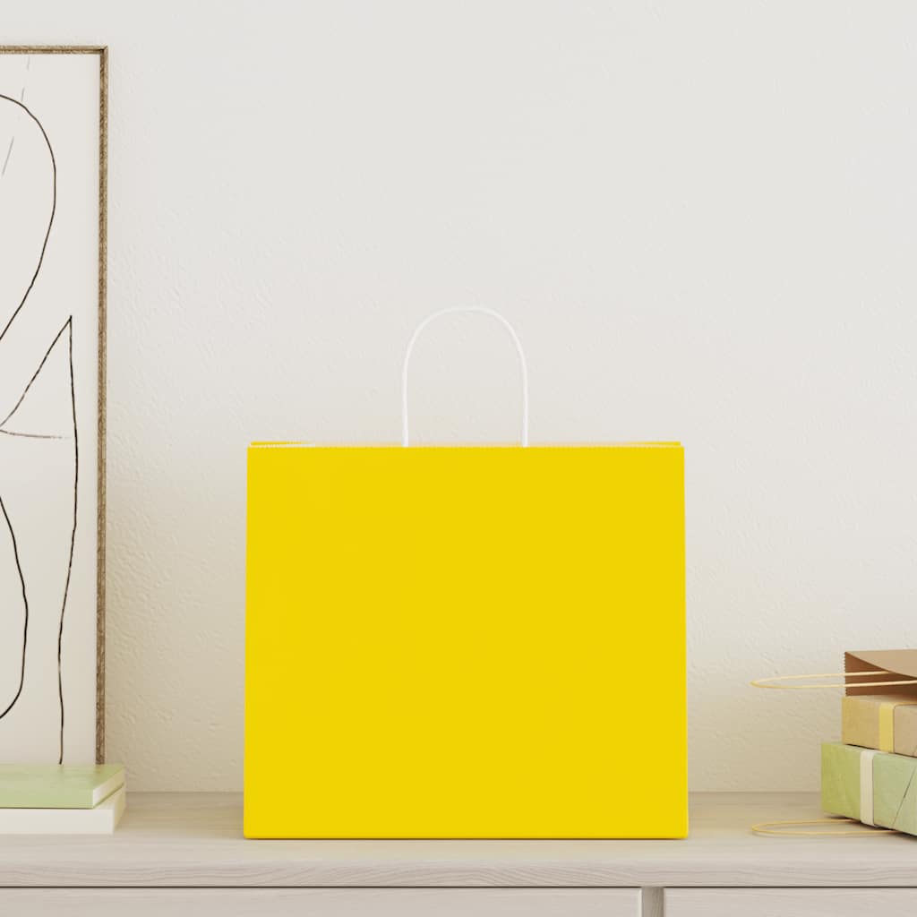 Paper Bags with Handles 250 Width 32 cm Yellow 28 cm 22 cm