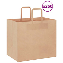 vidaXL Paper Bags 250 pcs with Handles Brown 32x22x28 cm 1