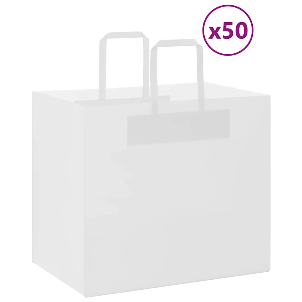 vidaXL Paper Bags 50 pcs with Handles White 32x22x28 cm 1