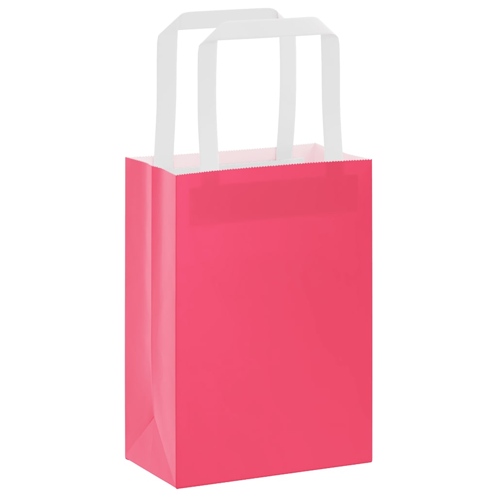 vidaXL Paper Bags 250 pcs with Handles Pink 15x8x21 cm 3
