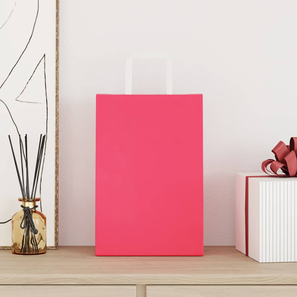 vidaXL Paper Bags 250 pcs with Handles Pink 21x11x31 cm 2