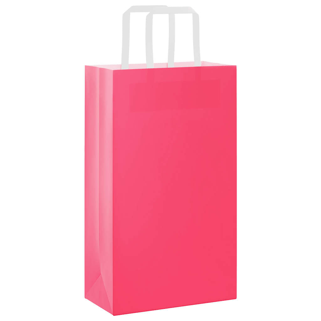 vidaXL Paper Bags 250 pcs with Handles Pink 21x11x36 cm 3