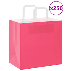 vidaXL Paper Bags 250 pcs with Handles Pink 26x17x25 cm 1