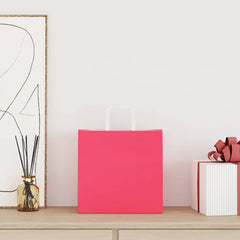 vidaXL Paper Bags 250 pcs with Handles Pink 26x17x25 cm 2