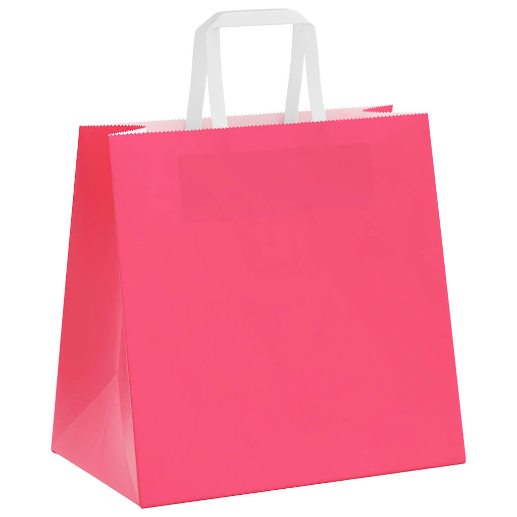 vidaXL Paper Bags 250 pcs with Handles Pink 26x17x25 cm 4