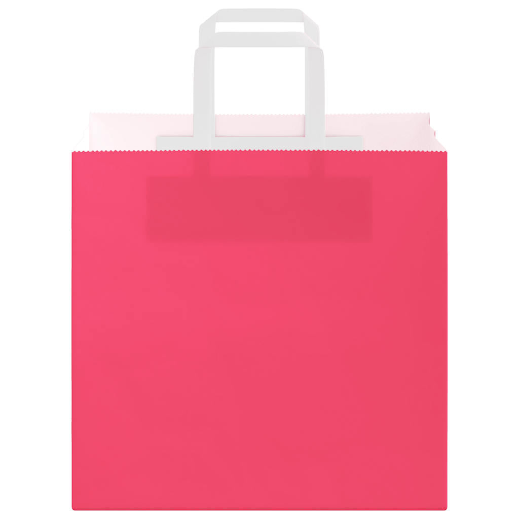 vidaXL Paper Bags 250 pcs with Handles Pink 26x17x25 cm 5