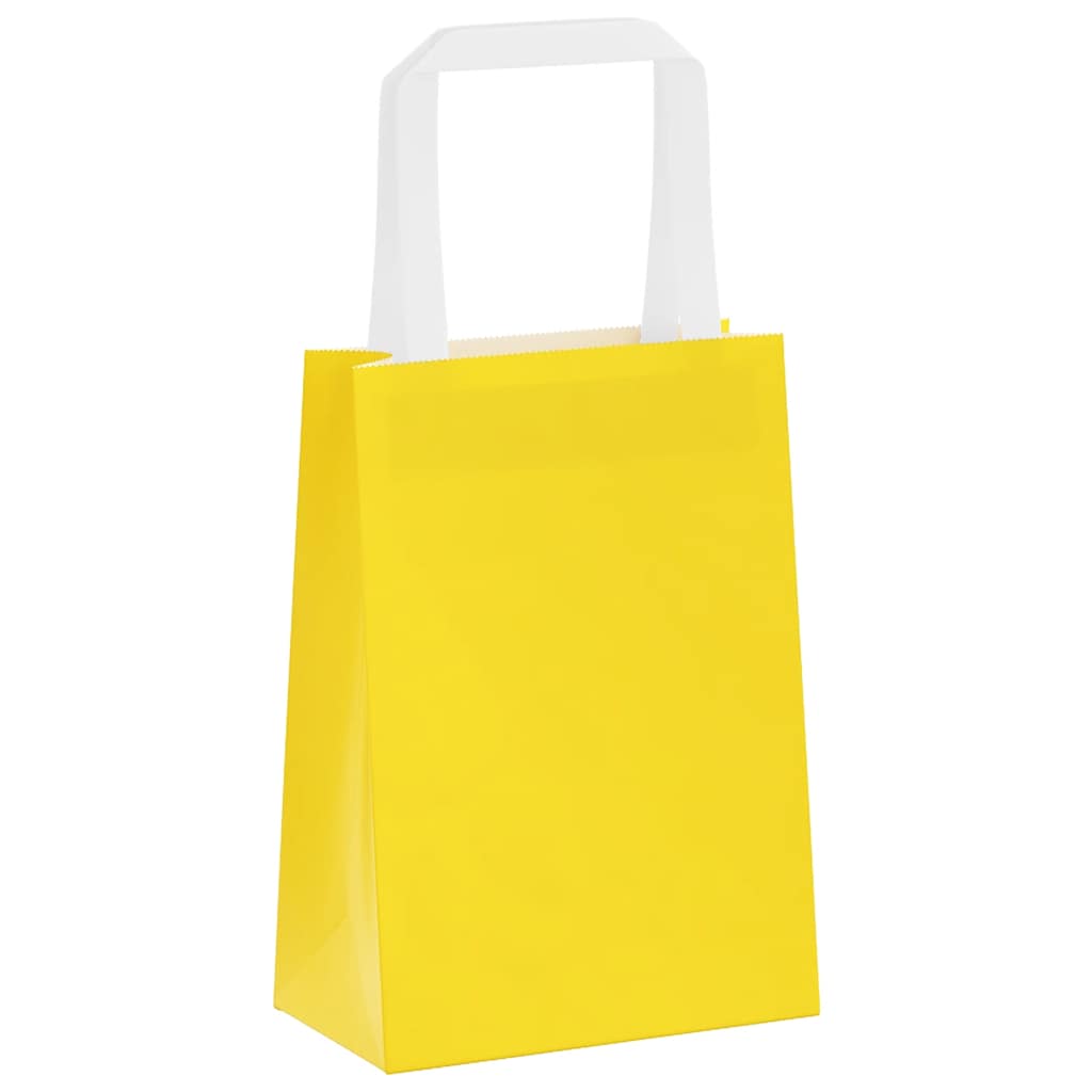 vidaXL Paper Bags 250 pcs with Handles Yellow 15x8x21 cm 5