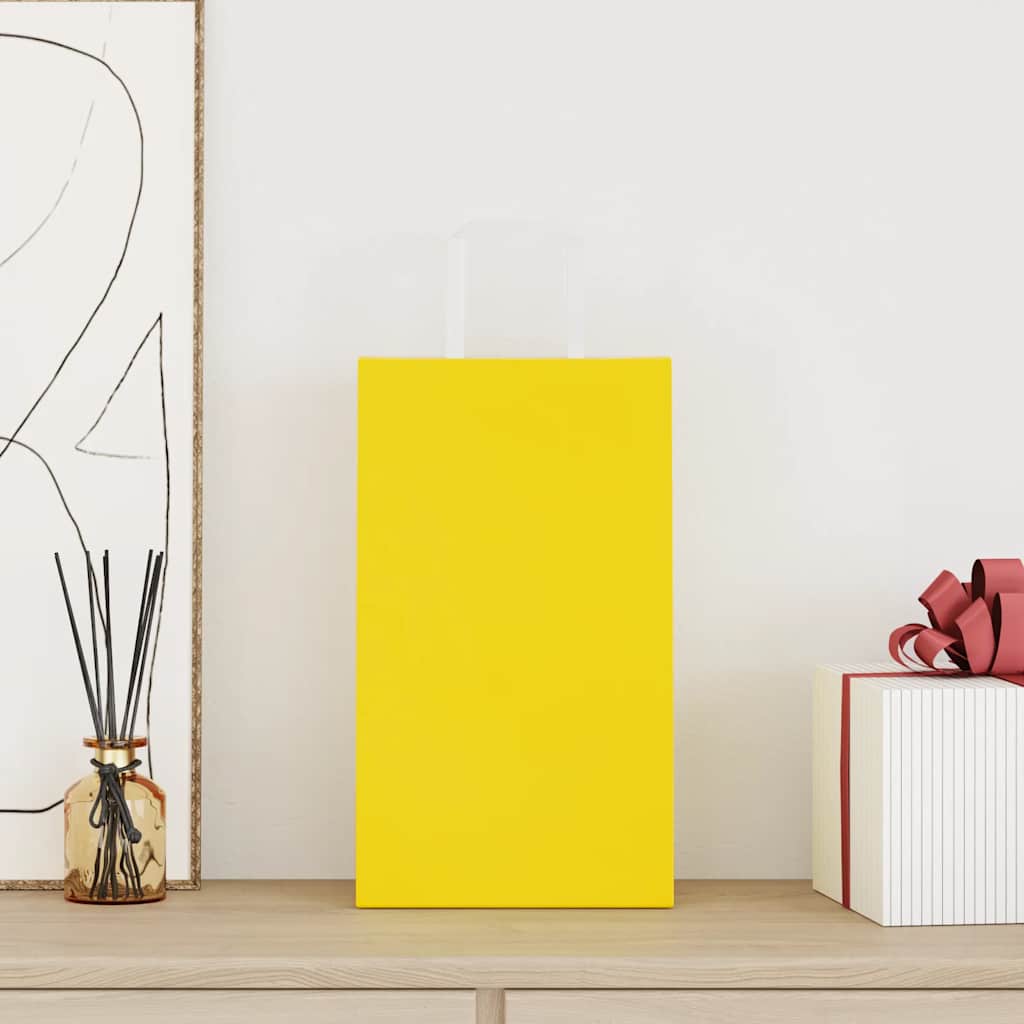 vidaXL Paper Bags 250 pcs with Handles Yellow 21x11x36 cm 2
