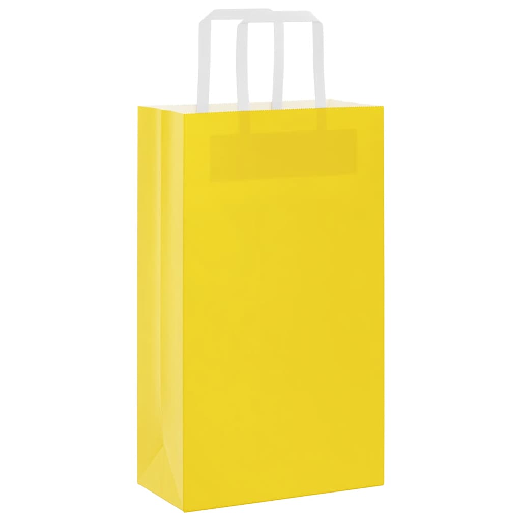 vidaXL Paper Bags 250 pcs with Handles Yellow 21x11x36 cm 3