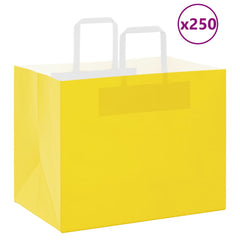 vidaXL Paper Bags 250 pcs with Handles Yellow 32x22x24 cm 1