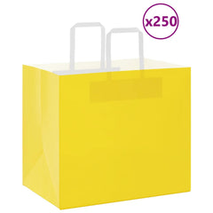vidaXL Paper Bags 250 pcs with Handles Yellow 32x22x28 cm 1