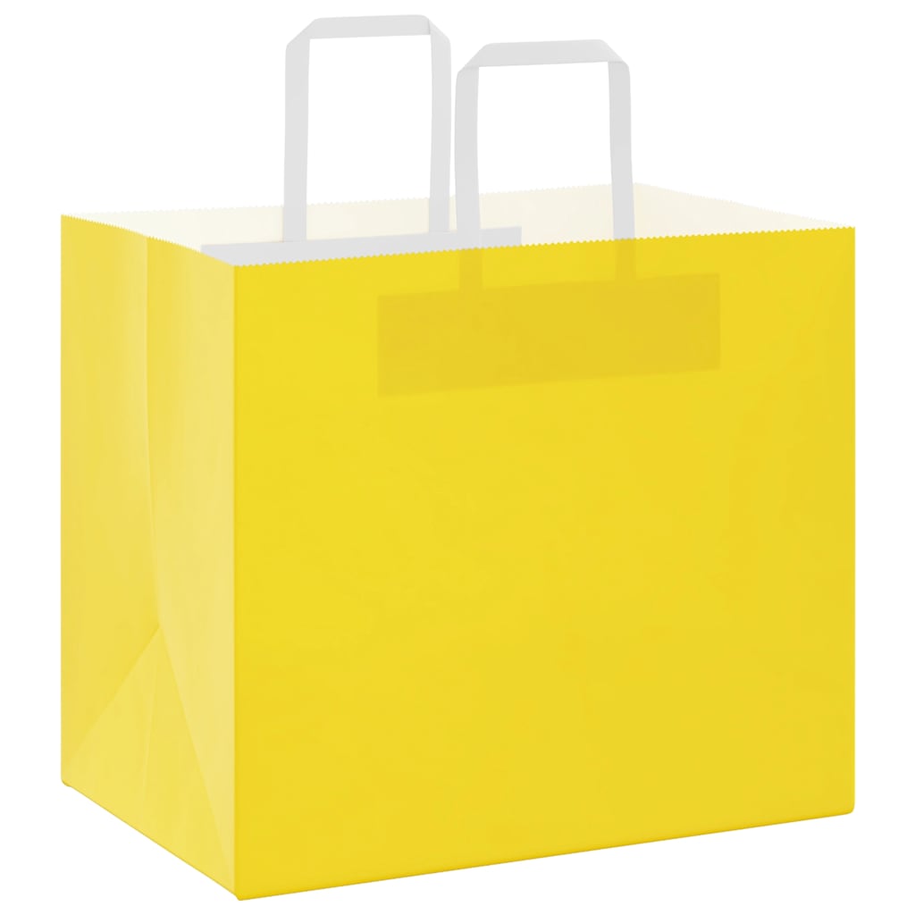 vidaXL Paper Bags 250 pcs with Handles Yellow 32x22x28 cm 3