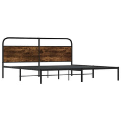 Metal Bed Frame without Mattress 183x213 cm Smoked Oak With headboard