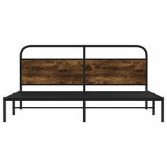 Metal Bed Frame without Mattress 183x213 cm Smoked Oak With headboard
