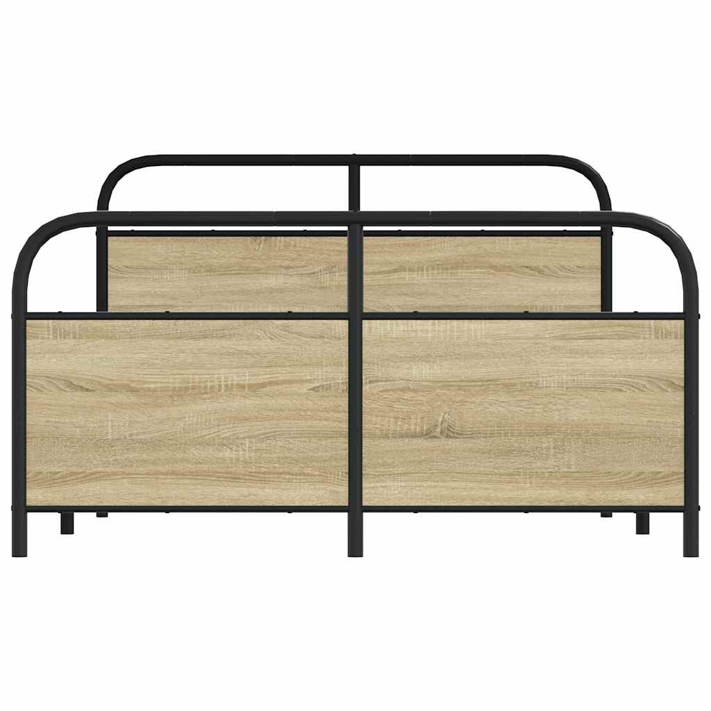 vidaXL Metal Bed Frame without Mattress Sonoma Oak 140x200 cm 4