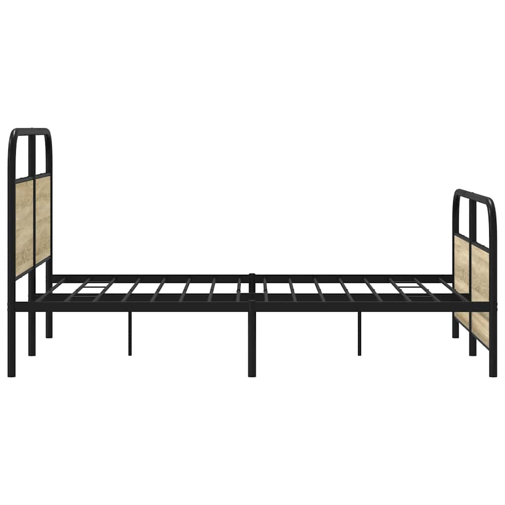 vidaXL Metal Bed Frame without Mattress Sonoma Oak 140x200 cm 5
