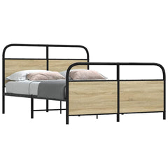 vidaXL Metal Bed Frame without Mattress Sonoma Oak 140x200 cm 1