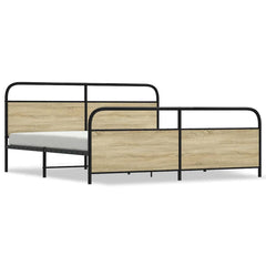 Metal Bed Frame without Mattress Sonoma Oak Length 203 cm 193 cm With headboard & footboard