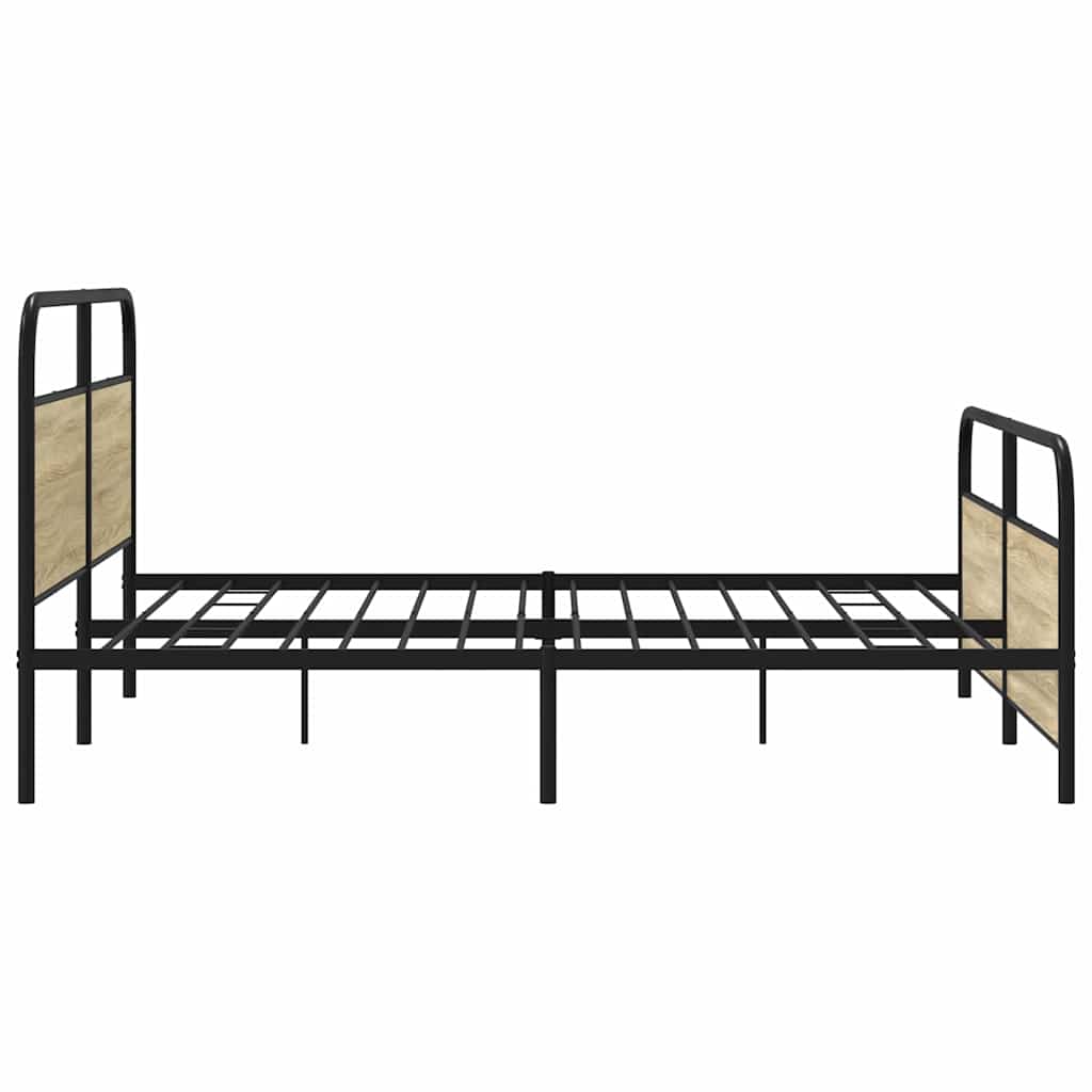 Metal Bed Frame without Mattress Sonoma Oak Length 203 cm 193 cm With headboard & footboard
