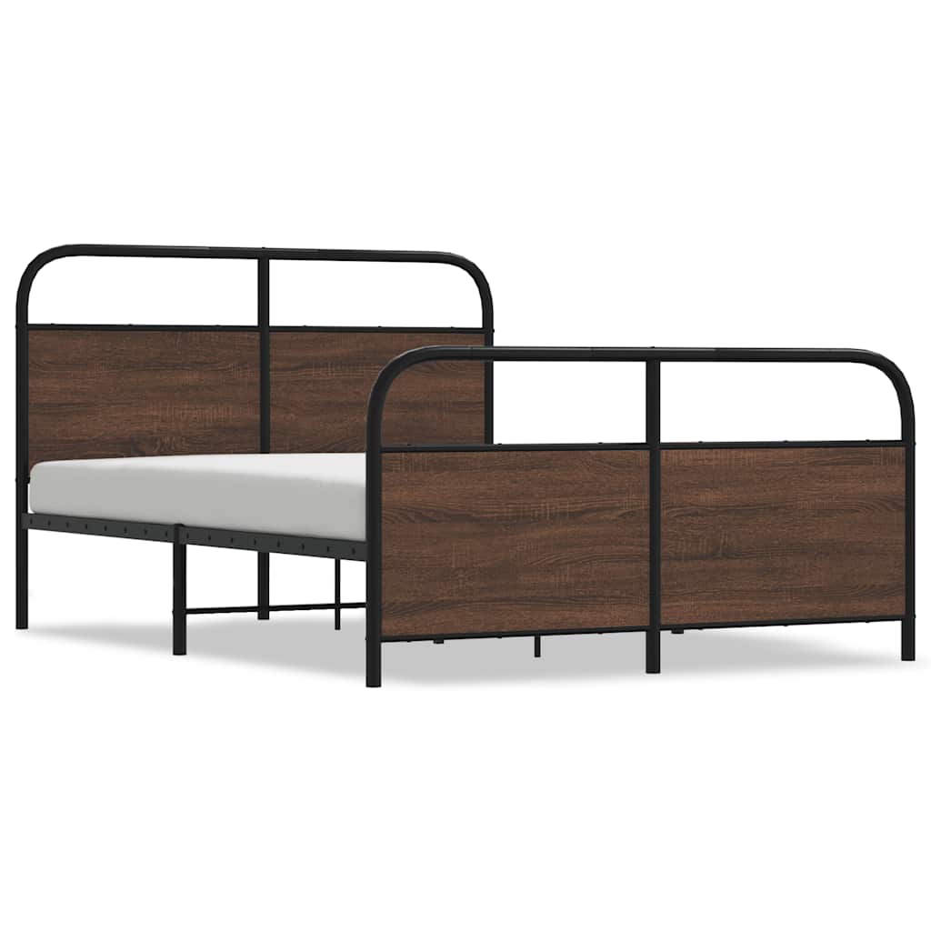 vidaXL Metal Bed Frame without Mattress Brown Oak 140x200 cm 2