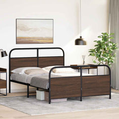 vidaXL Metal Bed Frame without Mattress Brown Oak 140x200 cm 4