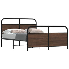 vidaXL Metal Bed Frame without Mattress Brown Oak 140x200 cm 1