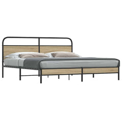 Bed Frame Without Mattress Engineered Wood Smoked Oak Length 200 cm with Headboard & Low Footboard 180 cm