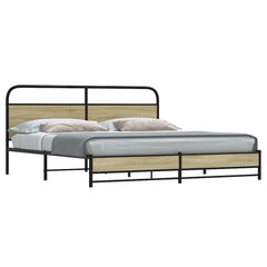 Metal Bed Frame without Mattress Sonoma Oak Length 203 cm 193 cm With headboard & dual low footboard