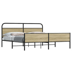 Metal Bed Frame without Mattress Sonoma Oak headboard high footboard