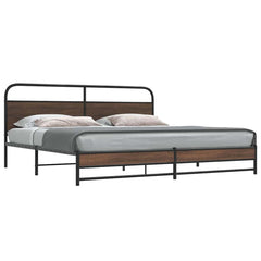 Bed Frame without Mattress Brown Oak Headboard Dual Low Footboard