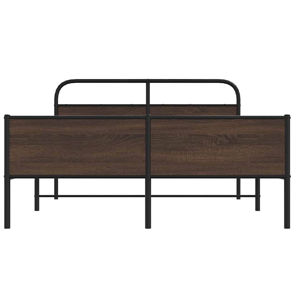 Bed Frame without Mattress Engineered Wood Brown Oak Length 200 cm with Headboard & High Footboard 160 cm