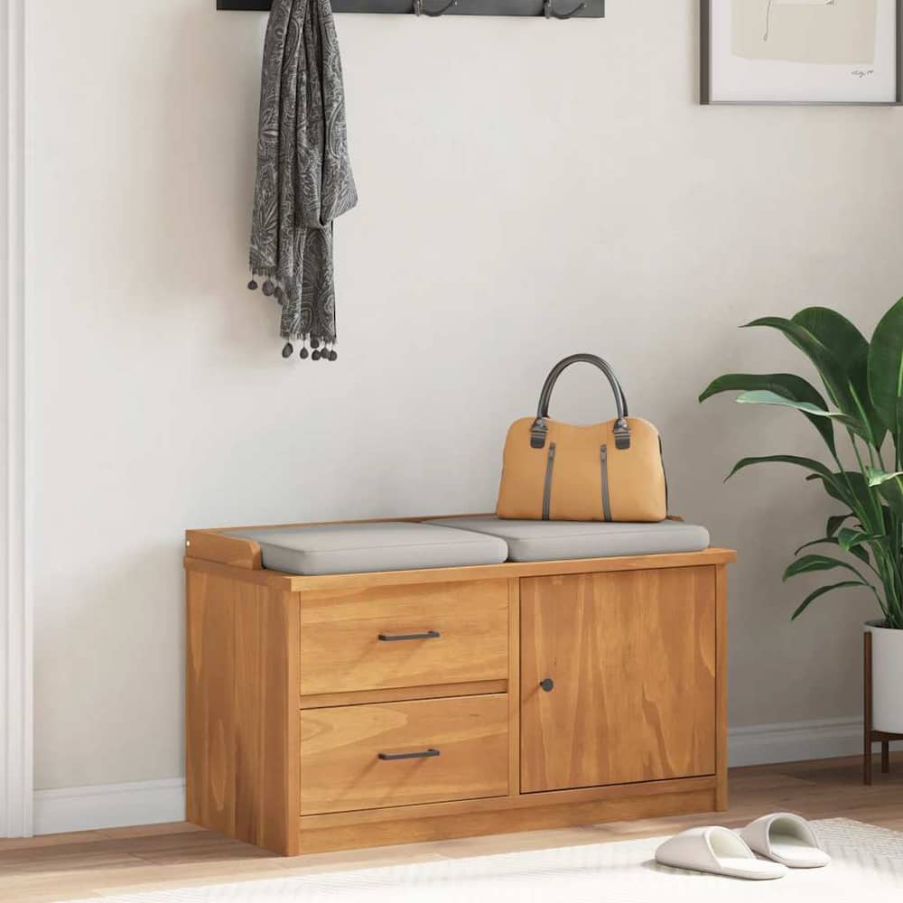 Hallway Bench "SANDNES" 87x40x50 cm Solid Wood Pine Acacia finish