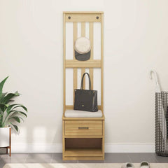Hall Tree "SANDNES" 45x40x159,5 cm Solid Wood Pine Walnut finish