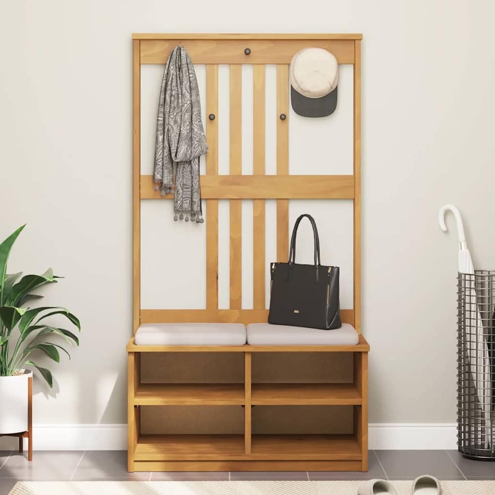 vidaXL Hall Tree "SANDNES" 87x40x159,5 cm Solid Wood Pine 3