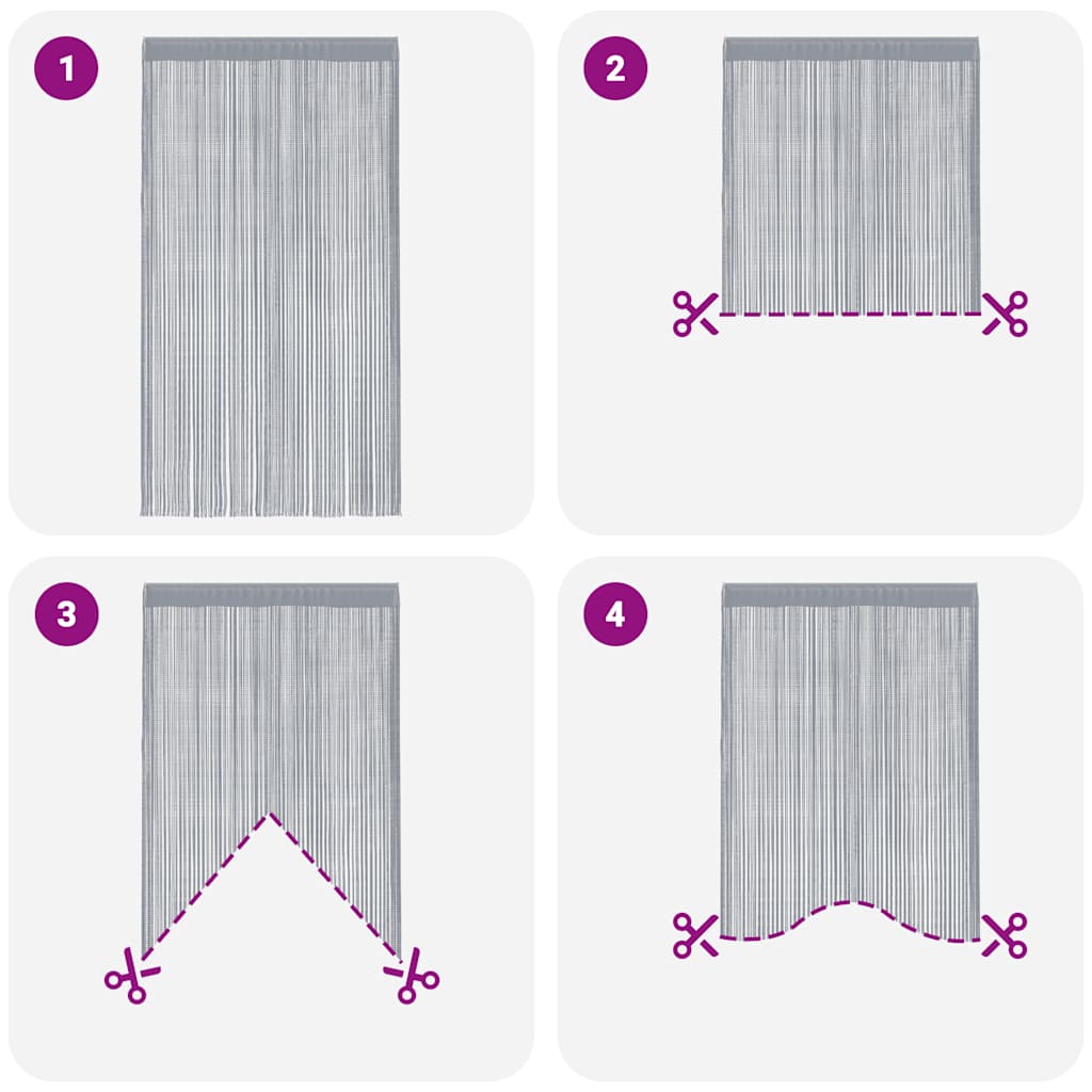 vidaXL String Curtains 2 pcs Light Grey 100x250 cm 6