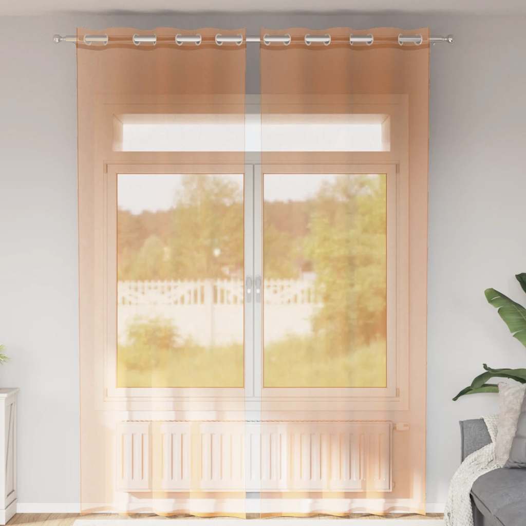vidaXL Voile Curtains with Grommets 2 pcs Terracotta 1
