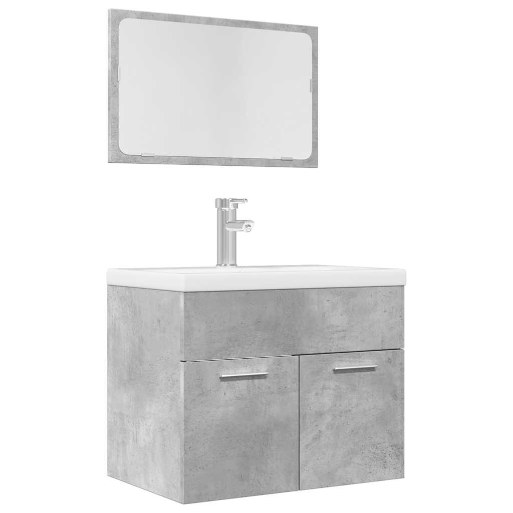 2 Piece Bathroom Furniture Set Engineered Wood Concrete grey