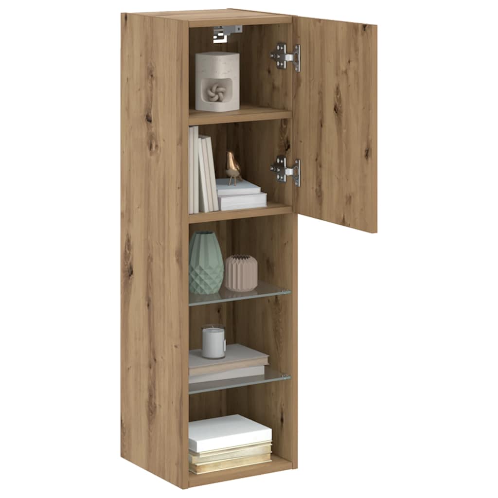 vidaXL TV Cabinet with LED Lights Artisian Oak 30.5x30x102 cm 5