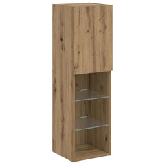 TV Cabinet Set with LED Lights 30.5x30x102 cm 2 pcs Artisan oak
