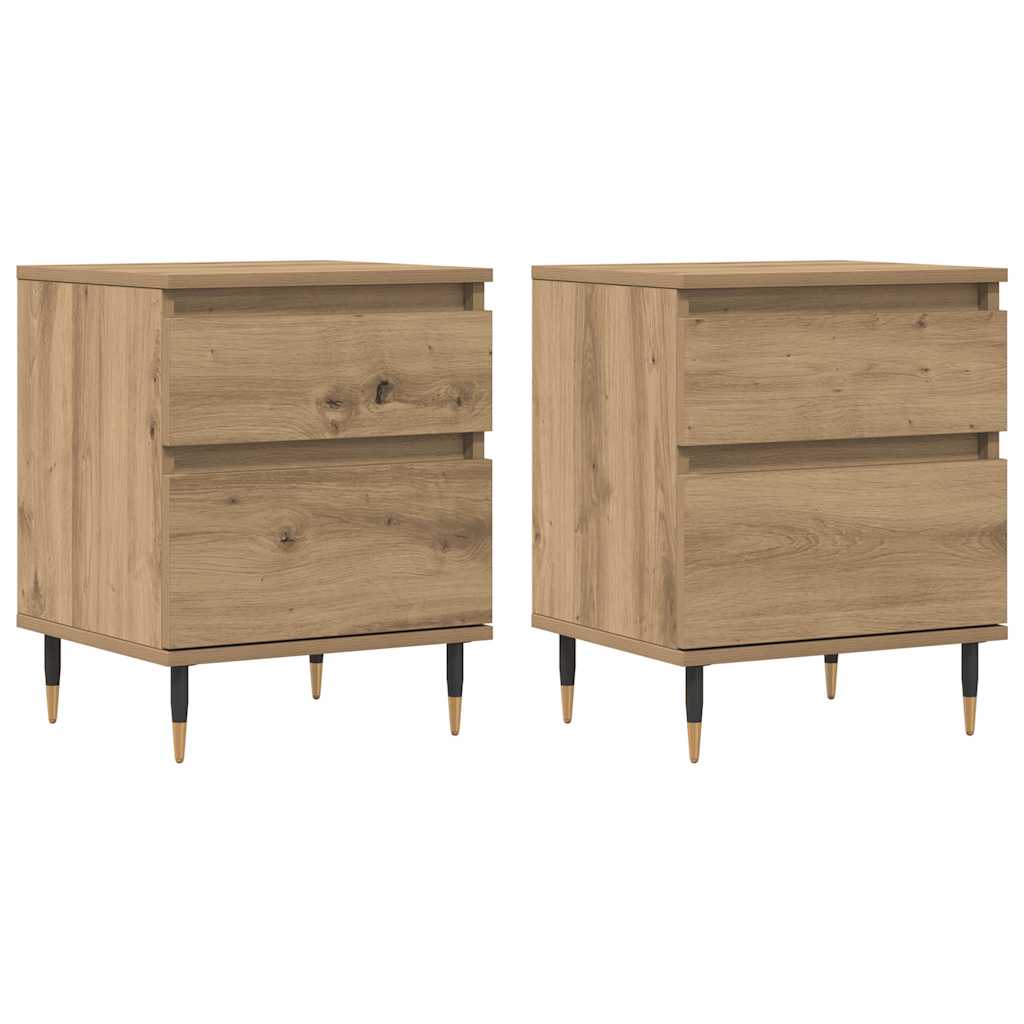 vidaXL Bedside Cabinets 2 pcs Artisan Oak 40x35x50 cm Engineered Wood 2